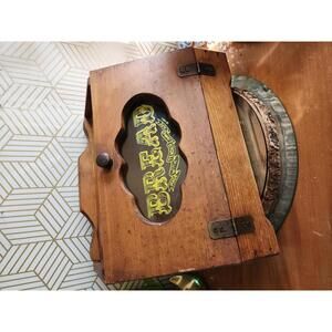 Vintage Heavy Wood Bread Box Hand Crafted With Window 1984 Large